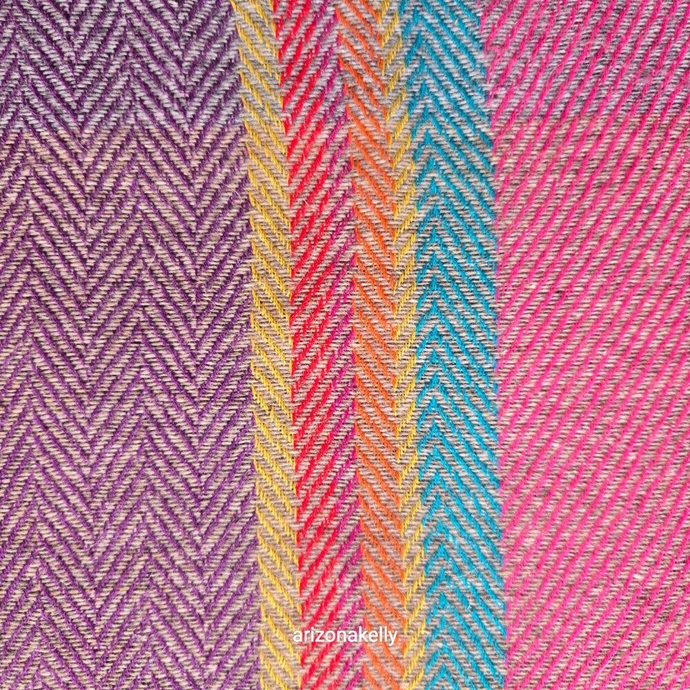 Merino Wool + Cashmere Colorful Herringbone Scarf Ahujasons - Picture 9 of 11